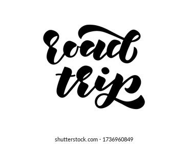 Road Trip Hand Drawn Lettering Template Stock Vector (Royalty Free ...