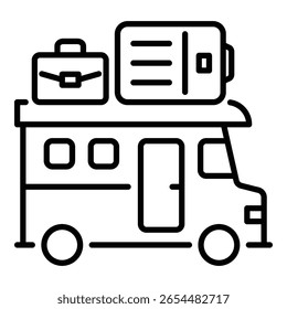 Icono de viaje por carretera, que representa vacaciones de conducción y aventuras en la carretera. Simboliza la libertad, la exploración y los viajes panorámicos.