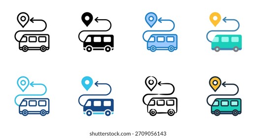 Road trip icon set multiple style vector collection. Editable Stroke 
