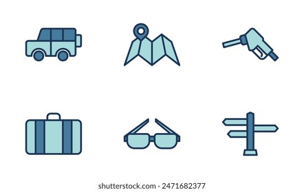 road trip icon symbol vector template collection