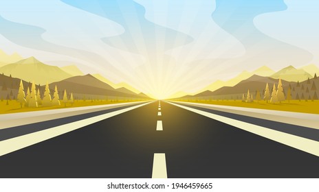 Road Trip infinity, Landscape travel, Pave the Route, location information. Vector illustration