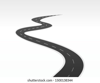 Road trip journey to the future. Asphalt street isolated on white background. Path mean successful business planning Suitable for advertising and presentstation.  Vector flat style cartoon roads.