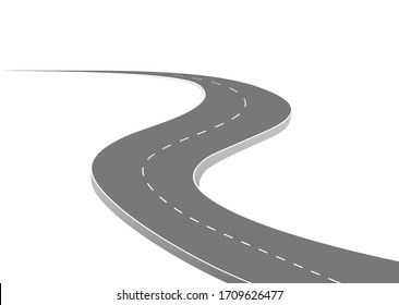 Road trip journey to the future. Asphalt street isolated on white background. Path mean successful business planning Suitable for advertising and presentstation.  Vector flat style cartoon roads.