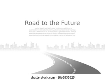 Road trip journey to the future. Asphalt street isolated on white background. Path mean successful business planning Suitable for advertising and presentstation.  Vector flat style cartoon roads.