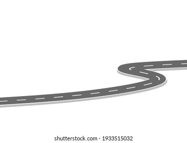 Road trip journey to the future. Asphalt street isolated on white background. Path mean successful business planning Suitable for advertising and presentstation.  Vector flat style cartoon roads.