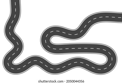 Road trip journey to the future. Asphalt street isolated on white background. Path mean successful business planning Suitable for advertising and presentstation.  Vector flat style cartoon roads.