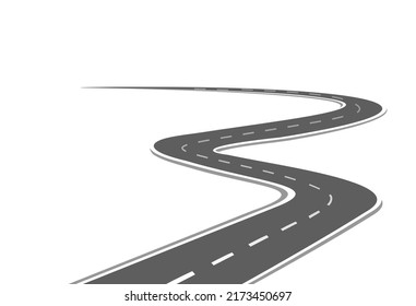 Road trip journey to the future. Asphalt street isolated on white background. Path mean successful business planning Suitable for advertising and presentstation.  Vector flat style cartoon roads.