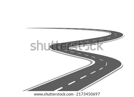 Road trip journey to the future. Asphalt street isolated on white background. Path mean successful business planning Suitable for advertising and presentstation.  Vector flat style cartoon roads.