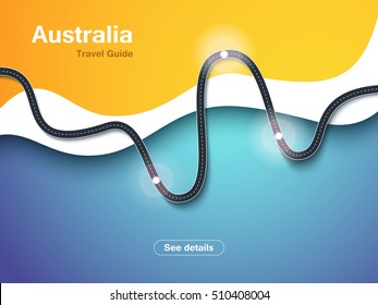 Road trip and Journey route background. Modern background with travel infographic. Winding roads. Usable for web. Road way location infographic template. Vector EPS 10