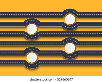 Road Trip and Journey Route. Business and Journey Infographic Design Template with circle elements for infographic and place for your data. Vector EPS 10