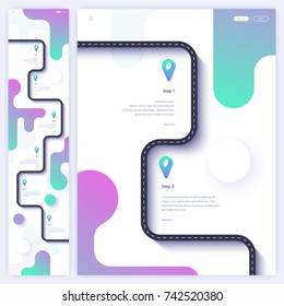 Road trip and journey route homepage concept. Minimal landing page template. Flat vector illustration. Eps 10