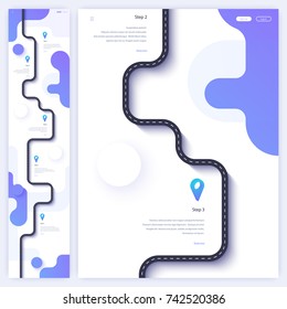 Road trip and journey route homepage concept. Minimal landing page template. Flat vector illustration. Eps 10