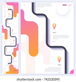 Road trip and journey route homepage concept. Minimal landing page template. Flat vector illustration. Eps 10