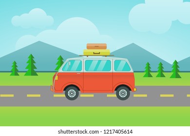 road trip landscape holiday stock vector