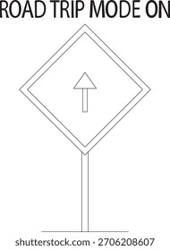 Road Trip Mode On - Minimal Line -Icon Arrow Sign Illustration
