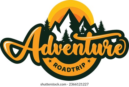 Road Trip Mountain Adventure Logo Vector Illustration. It's Use for T-Shirt Design.