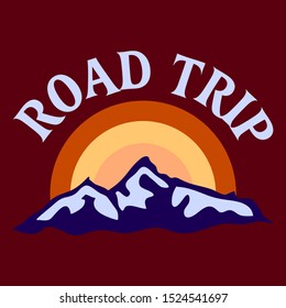 ROAD TRIP MOUNTAIN, SLOGAN PRINT VECTOR