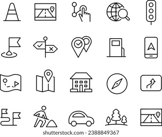 Road Trip and Navigation Icons Set vector design