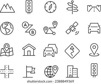 Road Trip and Navigation Icons Set vector design