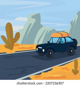 road trip poster with one car