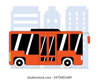 Road trip with public transportation, bus to get around the city, vector illustration.