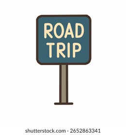 A "ROAD TRIP" sign. Ideal for adventure themes, navigation, and holiday journeys.