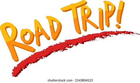 Road trip text icon on white background illustration