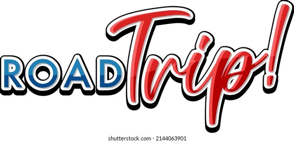 Road trip text icon on white background illustration