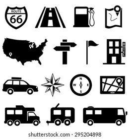 Road Trip And Travel Icon Set