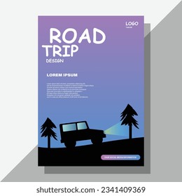 road trip vector flyer design revolve around a road trip theme, capturing the excitement and adventure of a journey on the open road.