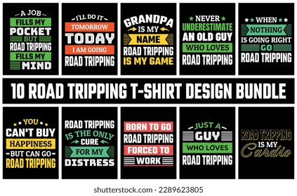 Road Tripping T Shirt Design Set Vector