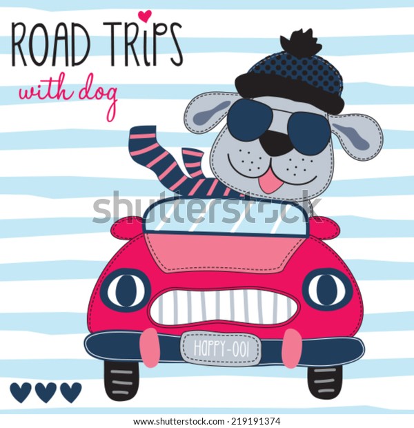 road trips with dog\
vector illustration