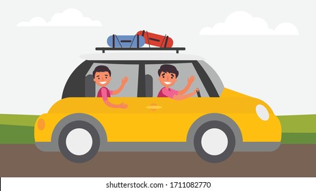 Road trips Father Son Activities Perfect Family Bonding spend time together.children is essential to their growth and development and to the type of human.vector illustration in flat cartoon style