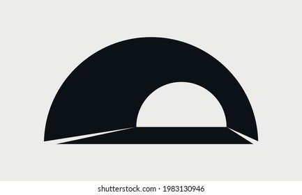 Icono de vector blanco y negro del túnel de carretera.