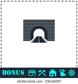 Road tunnel icon flat. Simple vector symbol and bonus icon