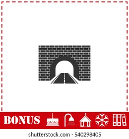 Road tunnel icon flat. Simple vector symbol and bonus icon