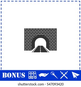Road tunnel icon flat. Simple vector symbol and bonus icon