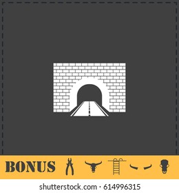 Road tunnel icon flat. Simple vector symbol and bonus icon