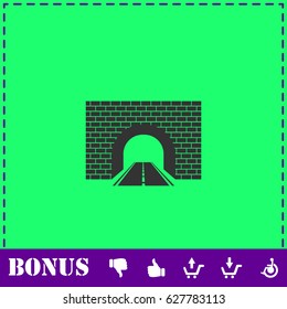 Road tunnel icon flat. Simple vector symbol and bonus icon