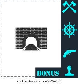 Road tunnel icon flat. Simple vector symbol and bonus icon