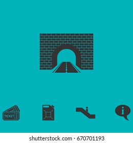 Road tunnel icon flat. Simple vector symbol and bonus icon