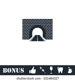 Road tunnel icon flat. Vector illustration symbol and bonus pictogram