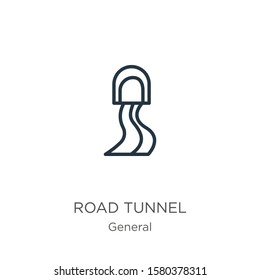 Road tunnel icon. Thin linear road tunnel outline icon isolated on white background from general collection. Line vector sign, symbol for web and mobile