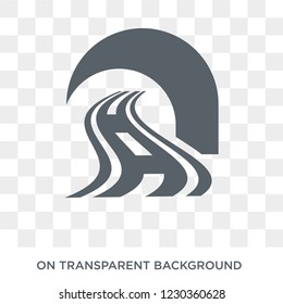 road tunnel icon. Trendy flat vector road tunnel icon on transparent background from General collection. 