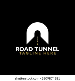 Road tunnel logo icon isolated on black background