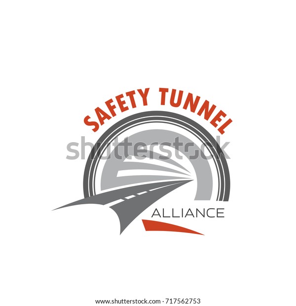 Road tunnel and safety\
traffic symbol. Speed highway with road tunnel entrance isolated\
icon. Safety tunnel emblem for transportation and road building\
company design.