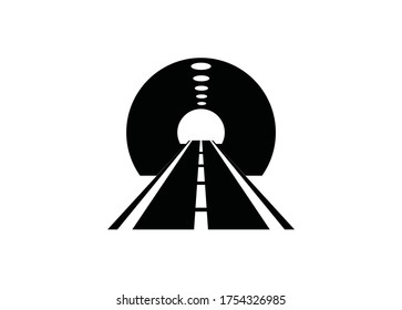 Road tunnel. Simple illustration in black and white
