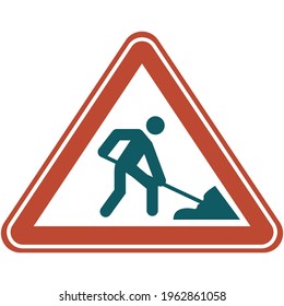 Vector de señales de calle de advertencia de construcción