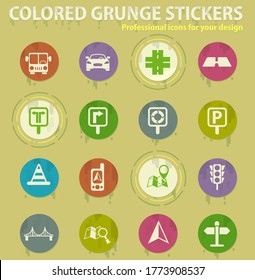 road vector colored grunge icons with sweats glue for design web and mobile applications