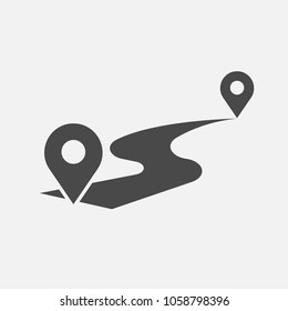 road vector icon with location pin 